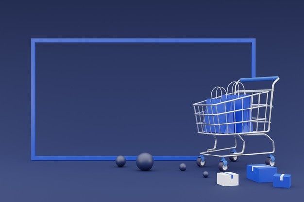 Minimal shopping cart with gift boxes on a blue background, representing Airawath’s AI-powered gift discovery and online gifting experience