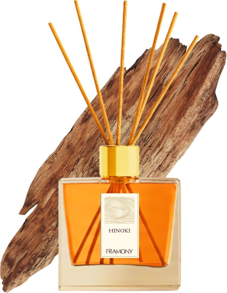 Hinoki wood reed diffuser with cypress essence, a thoughtfully curated Airawath wellness piece designed to bring calm, grounding scent into a mindful morning ritual.