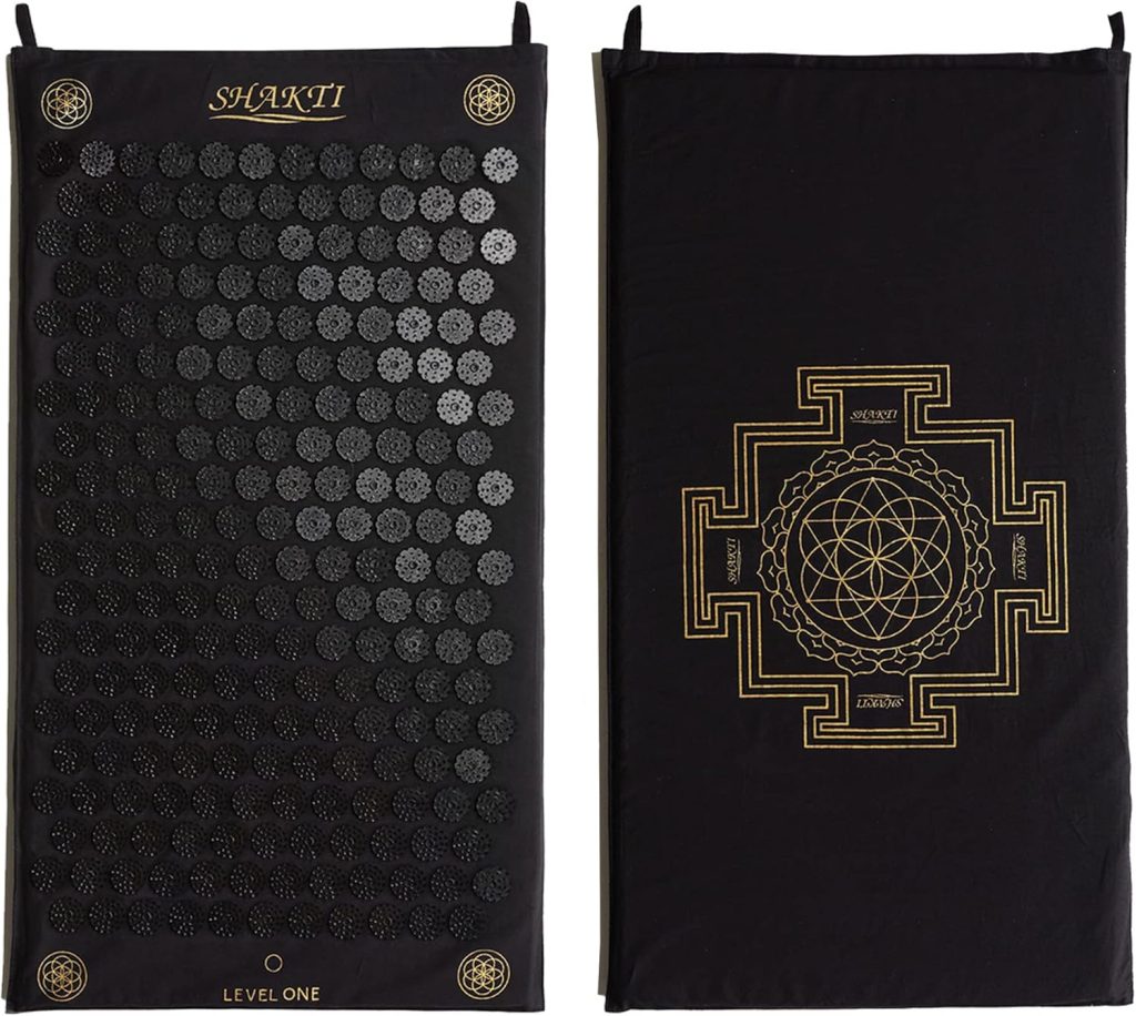Shakti acupressure movement mat with textured pressure points, a mindful wellness tool curated by Airawath to support gentle morning movement and natural energy activation.