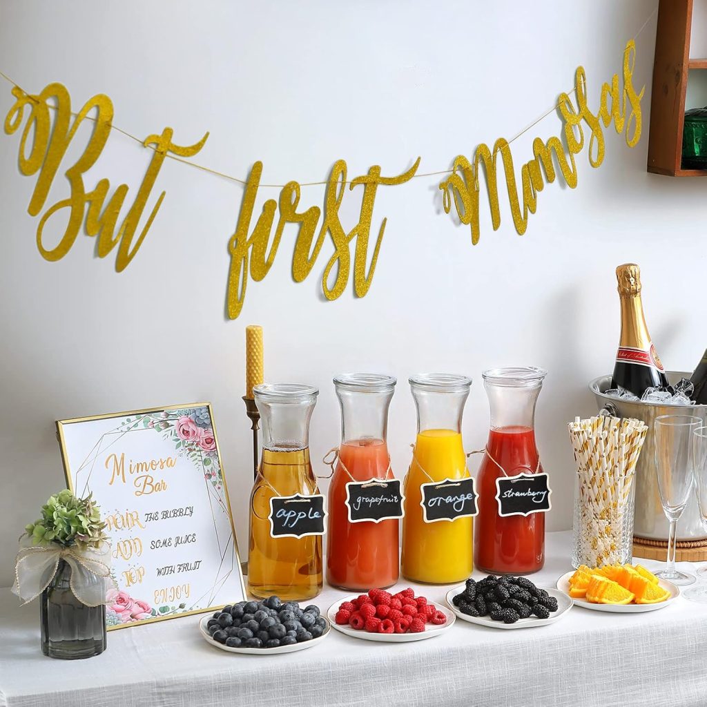 Best party hosting gift idea – elegant mimosa bar setup with fresh juices, fruits, and champagne for celebrations.