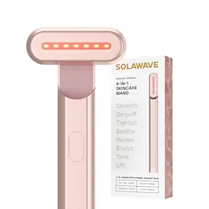 Solawave 4-in-1 skincare wand in rose gold with red light therapy, a high-tech anti-aging beauty gift for women who love advanced skincare and glowing skin.