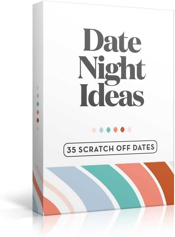 Date Night Ideas scratch-off card game with 35 surprise date activities for couples, a fun and creative romantic gift for partners.